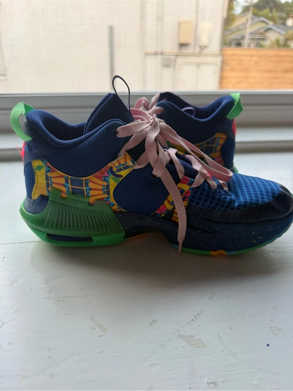 Nike Kids Multicolor Basketball Shoes - Blue & Green